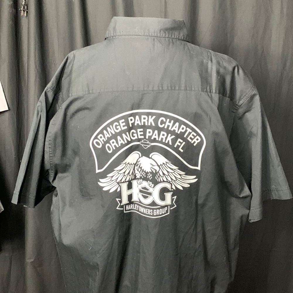 XXL Orange Park HOG Harley-Davidson owners Group black&white Button down shirt